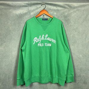 Polo Ralph Lauren Sweatshirt Mens XXL Green Fleece Polo Team